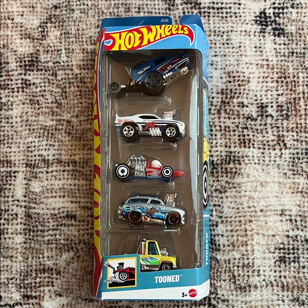 Hot Wheels Tooned Toy Car Collection - Blue, Red, White